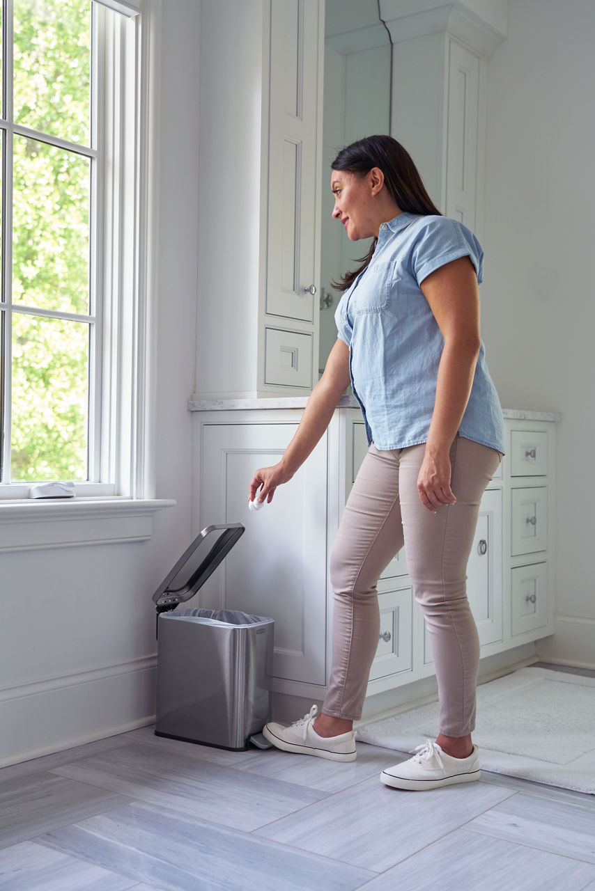 Stainless Steel Slim Step-On Trash Can - US 2910