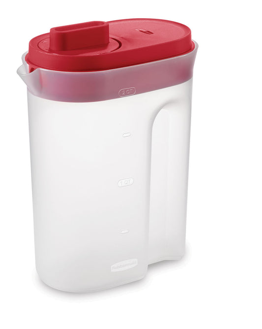 Compact Pitcher with Premium Lid, Plastic Pitcher with Multifunction Lid, 2 Quart - US 6303