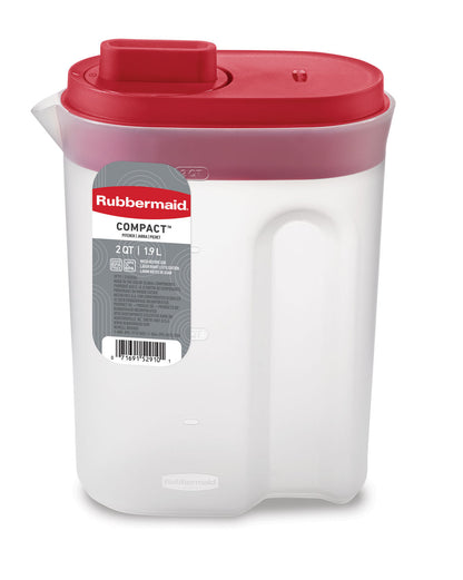 Compact Pitcher with Premium Lid, Plastic Pitcher with Multifunction Lid, 2 Quart - US 6303