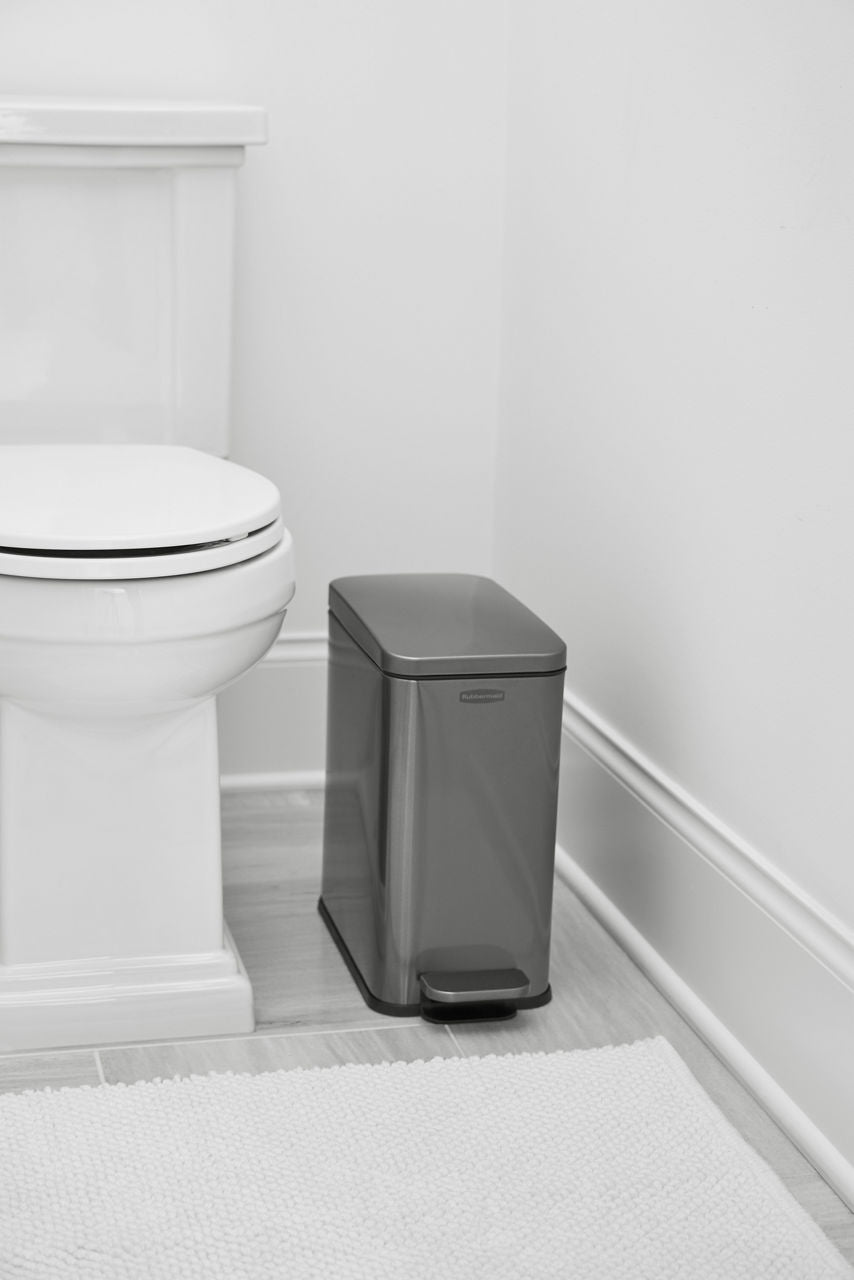 Stainless Steel Slim Step-On Trash Can - US 2910