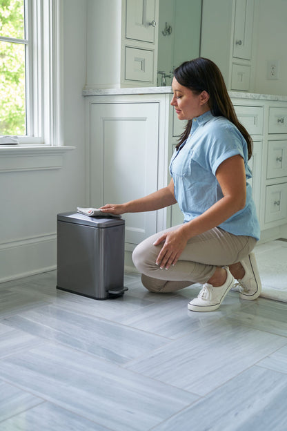 Stainless Steel Slim Step-On Trash Can - US 2910