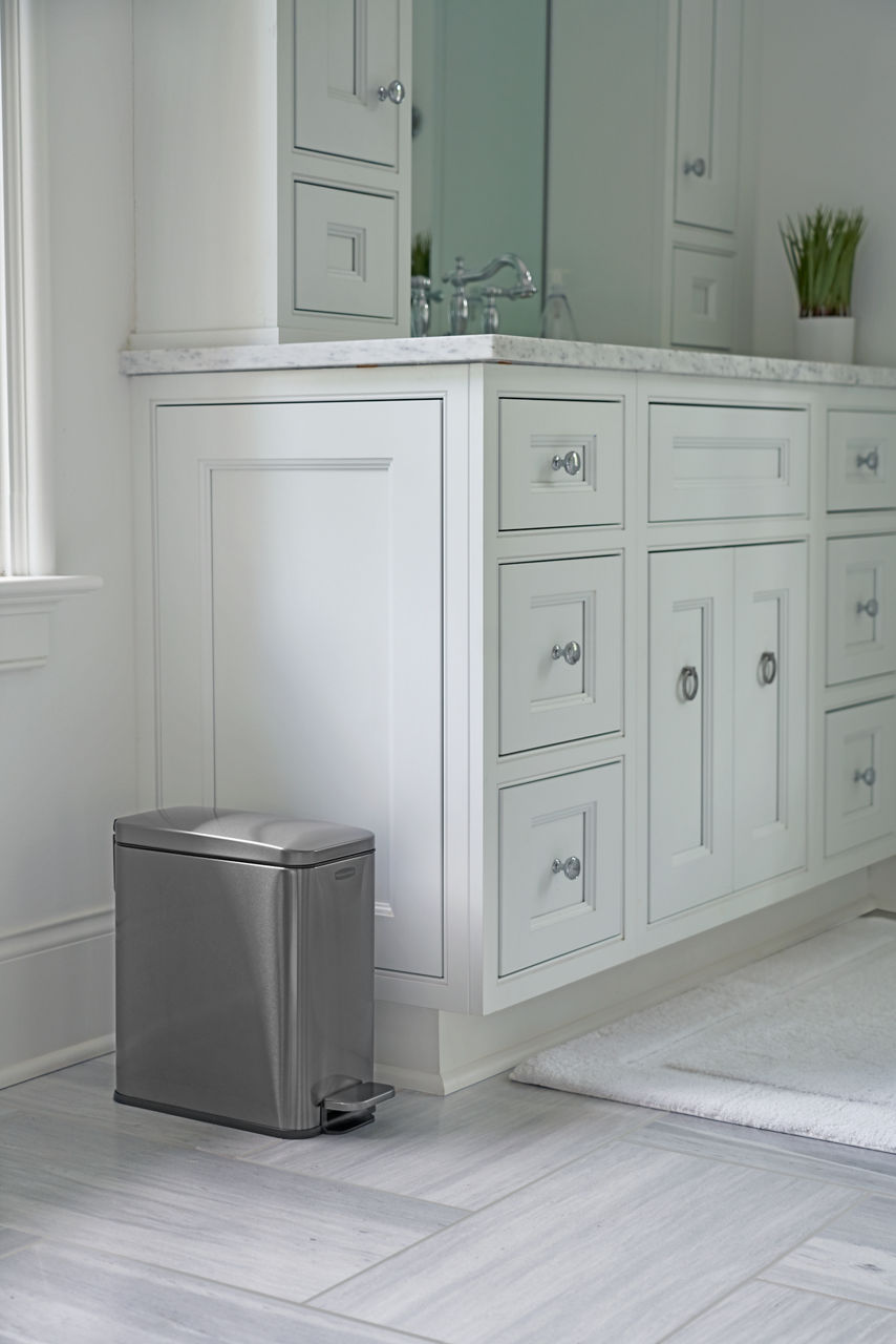 Stainless Steel Slim Step-On Trash Can - US 2910