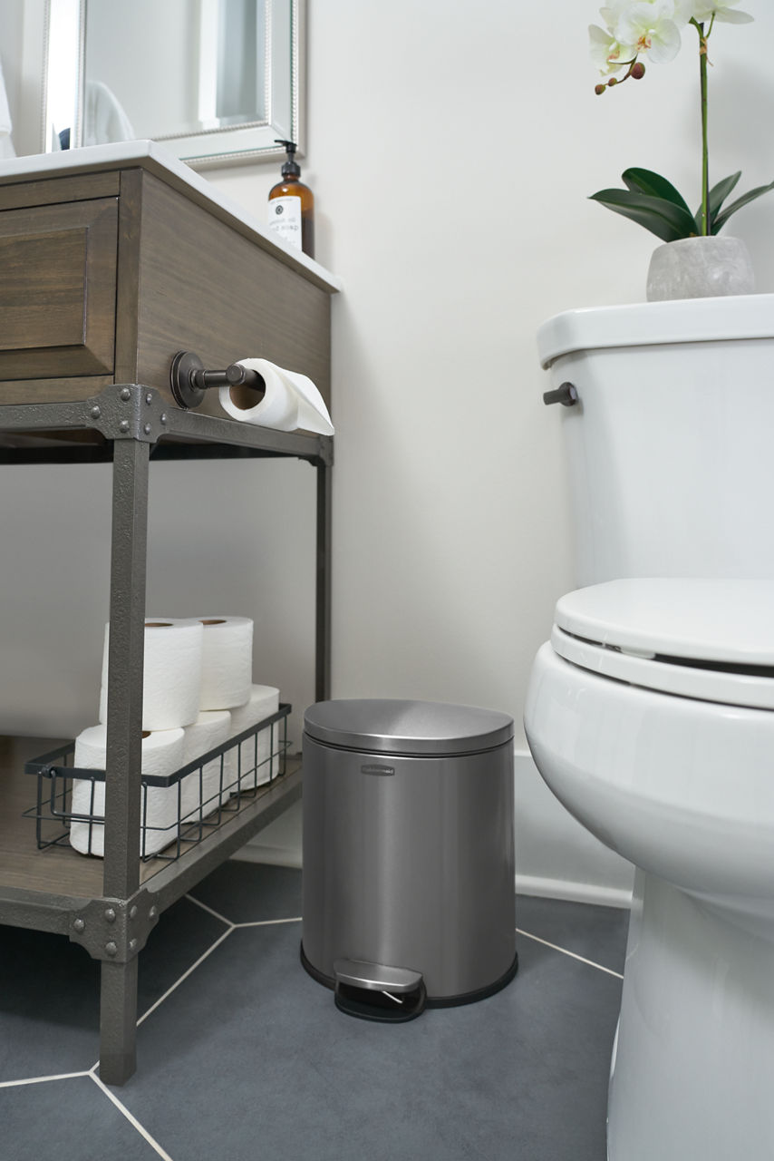 Stainless Steel Semi-Round Step-On Trash Can - US 8691