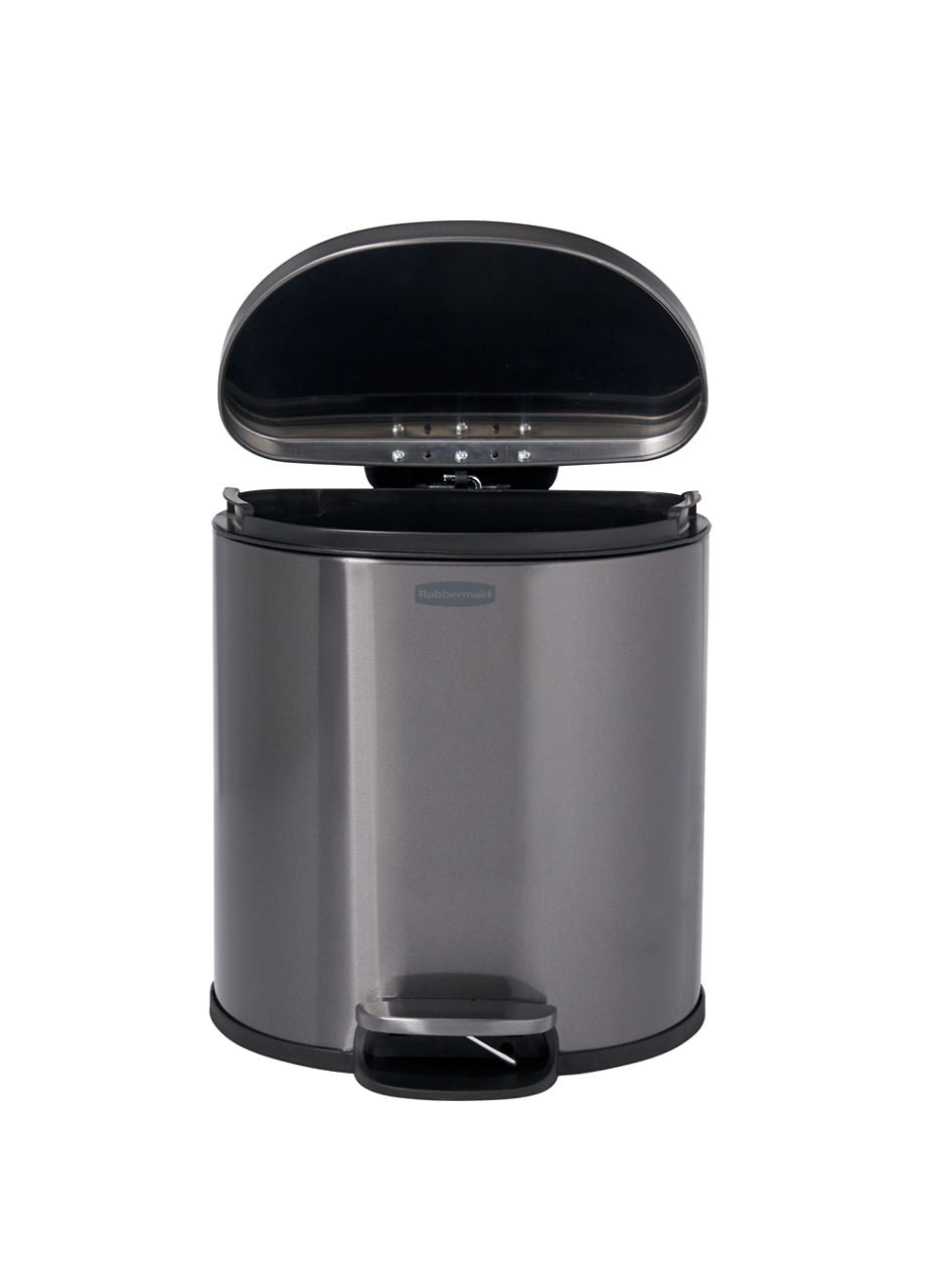 Stainless Steel Semi-Round Step-On Trash Can - US 8691
