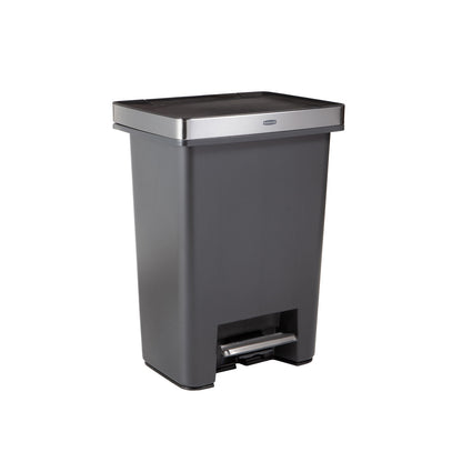 Premier High-Capacity Step-On Trash Can, Charcoal - US 7419