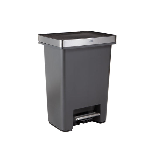 Premier High-Capacity Step-On Trash Can, Charcoal - US 7419