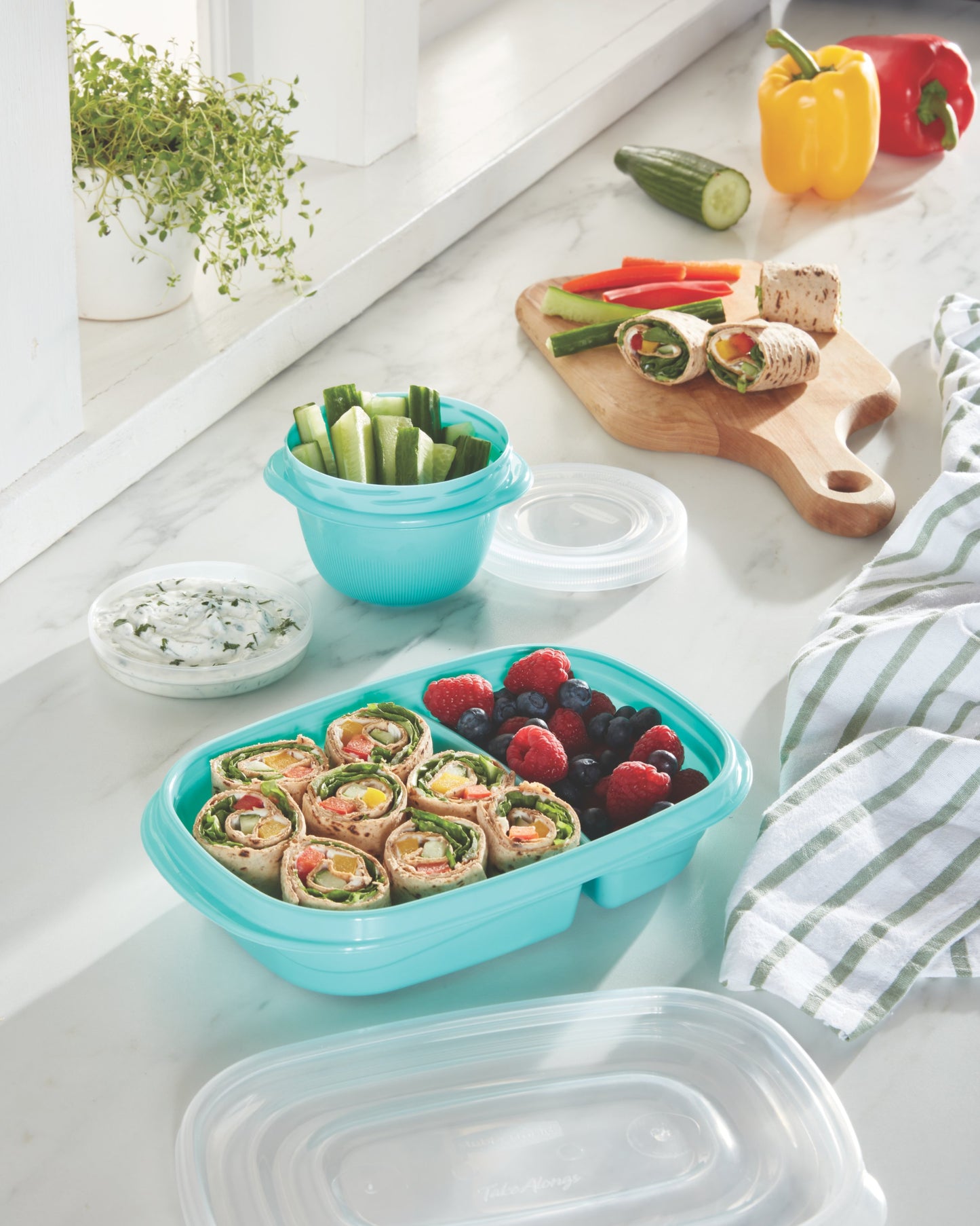 TakeAlongs® Food Storage 3.7 Cup Divided Containers, Meal Prep - US 4487