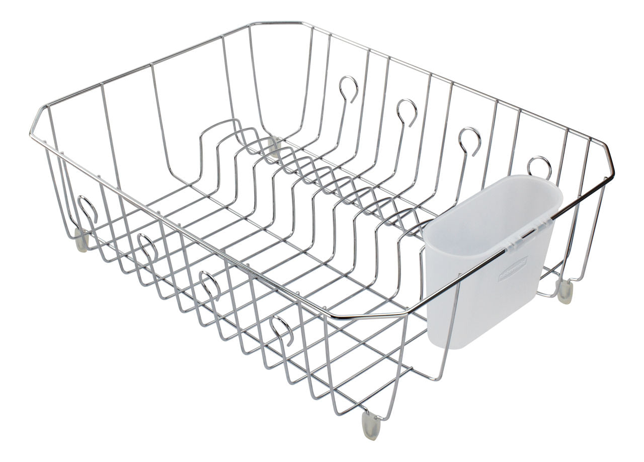 Dish Rack with Utensil Holder for Kitchen Countertop, Large, Chrome - US 3215