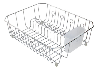 Dish Rack with Utensil Holder for Kitchen Countertop, Large, Chrome - US 3215