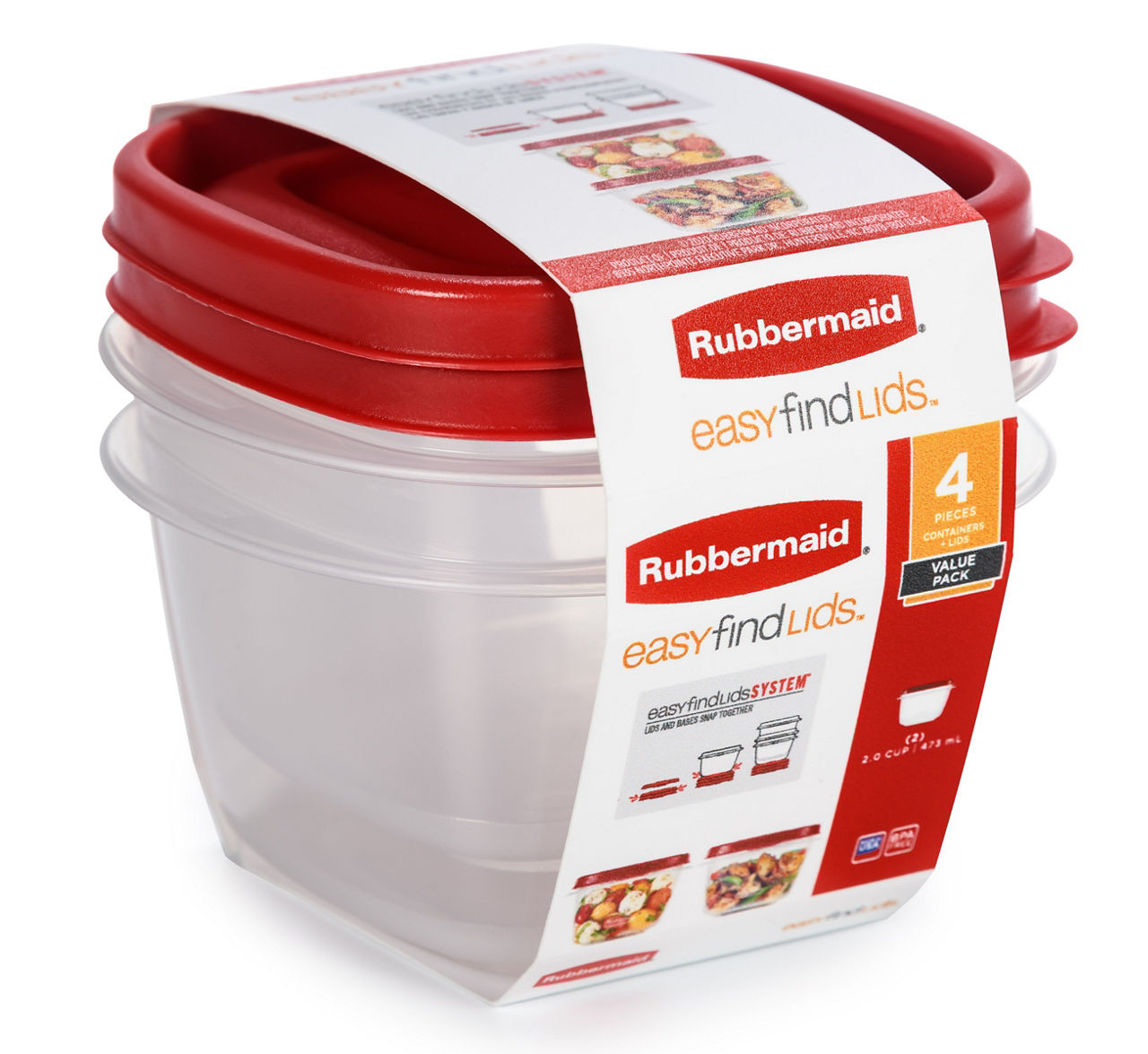 EasyFindLids™ Small Food Storage Containers, Square - US 4192