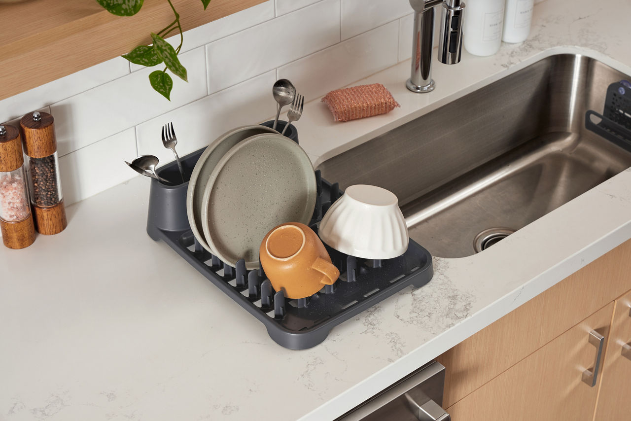 Antimicrobial Dish Drainer, Dish Rack, Raven Grey - US 1705