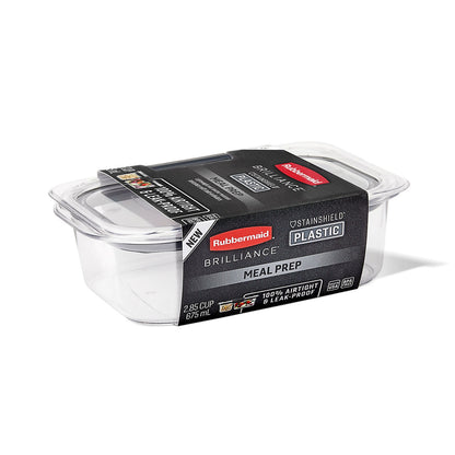 Rubbermaid® Brilliance™ Meal Prep Containers, 2-Compartment Food Storage Containers, 2.85 Cup, 5-Pack - US 6157