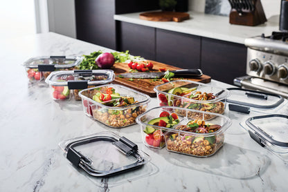 Rubbermaid® Brilliance™ Meal Prep Containers, 2-Compartment Food Storage Containers, 2.85 Cup, 5-Pack - US 6157